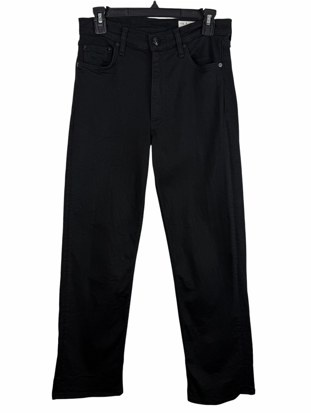 rag & bone | Black Harlow Mid Rise Ankle Straight Jeans